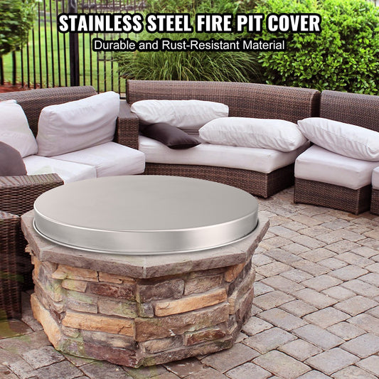VEVOR Fire Pit Cover Lid, 27" Portable Firepit Spark Screen,Stainless Steel Steel