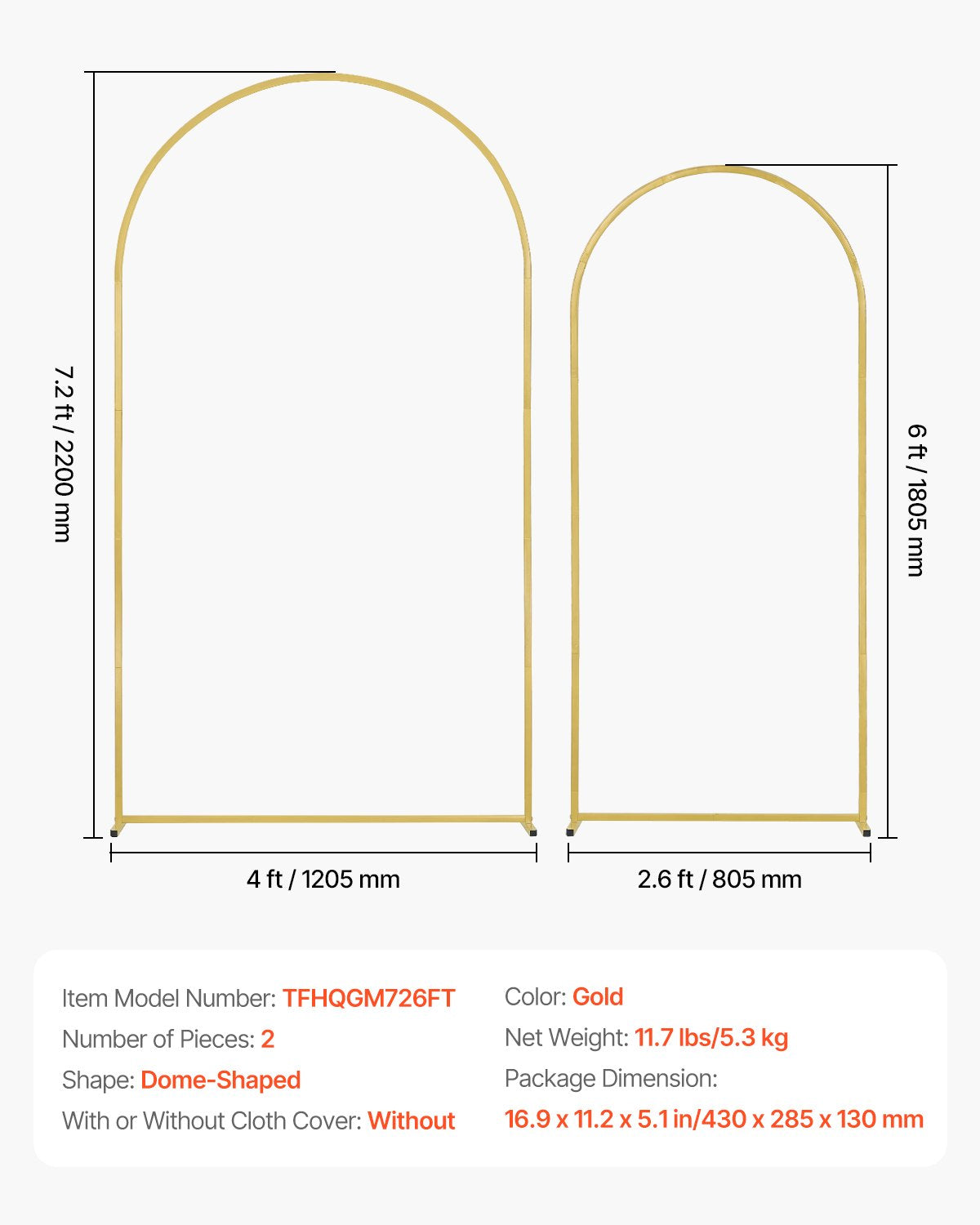 VEVOR Metal Arch Backdrop Stand Set of 2 Stand with Case Connection for Wedding