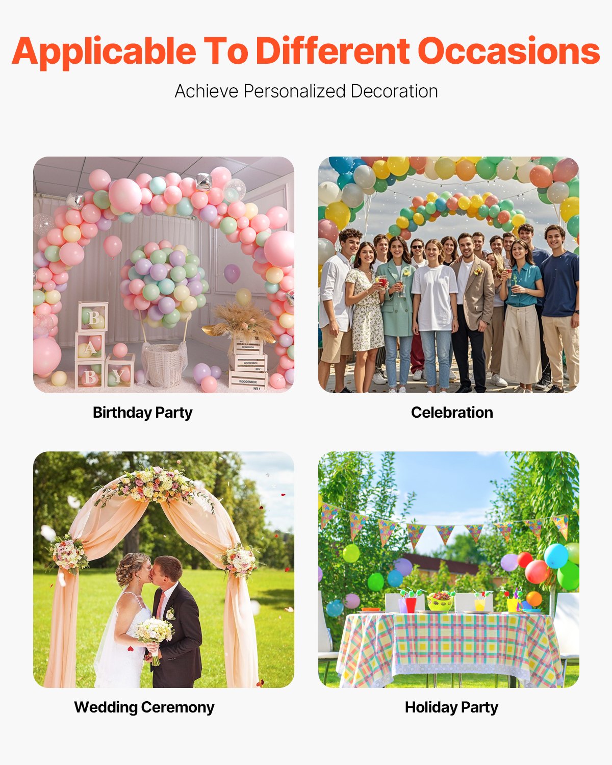 Gold Metal Arch Backdrop Stand Set - 3 Sizes for Weddings & Events