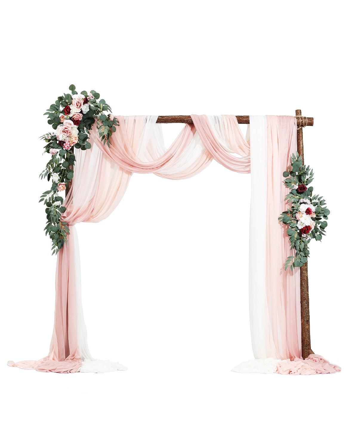 VEVOR Artificial Wedding Arch Flowers Kit Pink With 2 Pcs Flowers 3 Pcs Drapes