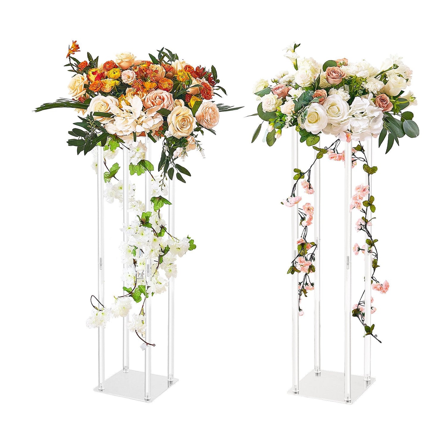 Set of 2 Acrylic Flower Stands, 0.8m Tall Wedding & Event Centerpieces