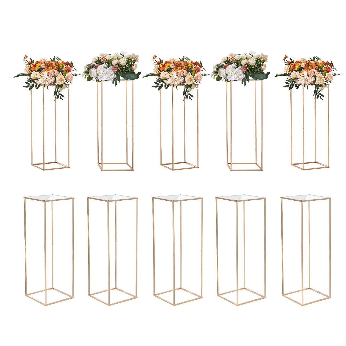VEVOR 10PCS 31.5inch/80cm High Wedding Flower Stand, With Acrylic Laminate,Metal