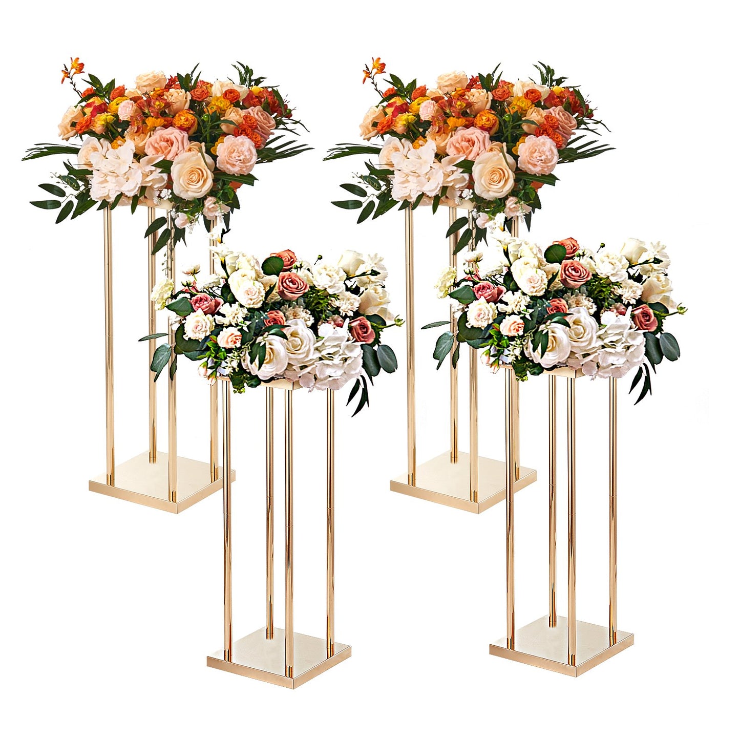 VEVOR 4PCS Gold Metal Column Wedding Flower Stand, 31.5inch/80cm High With Metal
