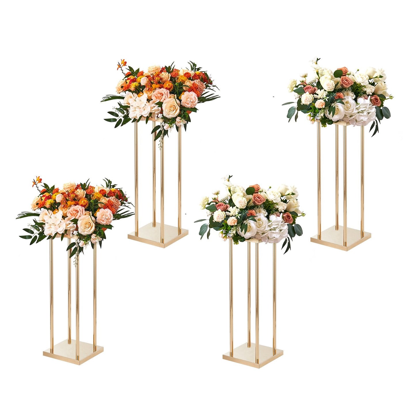 Gold Metal Flower Stand Set, 60cm Tall Geometric Display for Weddings & Events
