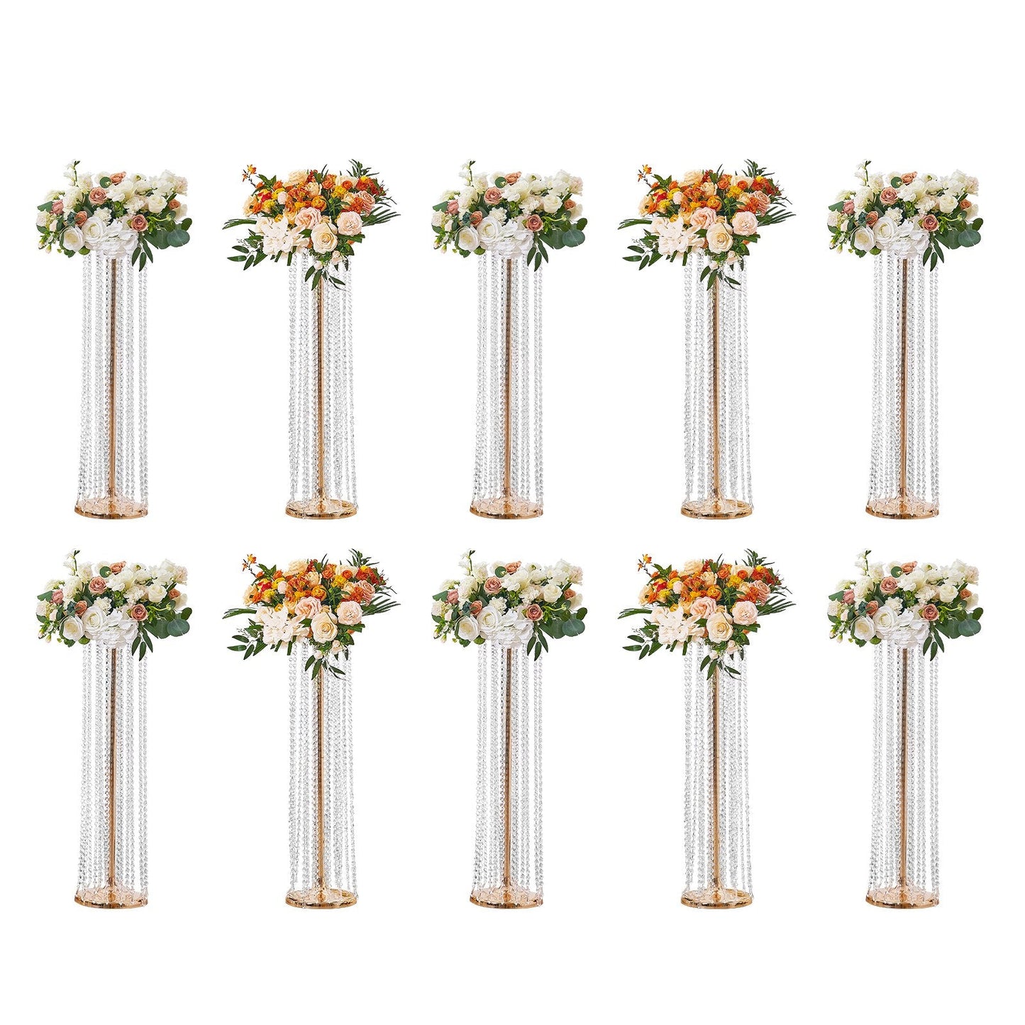 Luxurious 10PCS 0.9m Crystal Flower Stands for Weddings and Events Decor