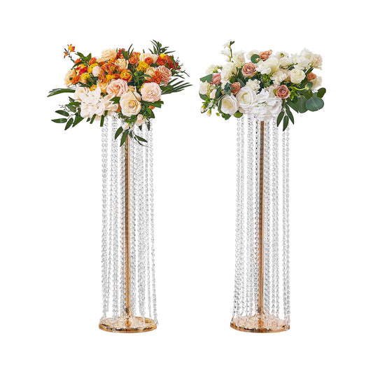 VEVOR 2PCS 35.43inch /90cm Tall Crystal Wedding Flowers Stand, Luxurious Centerpieces