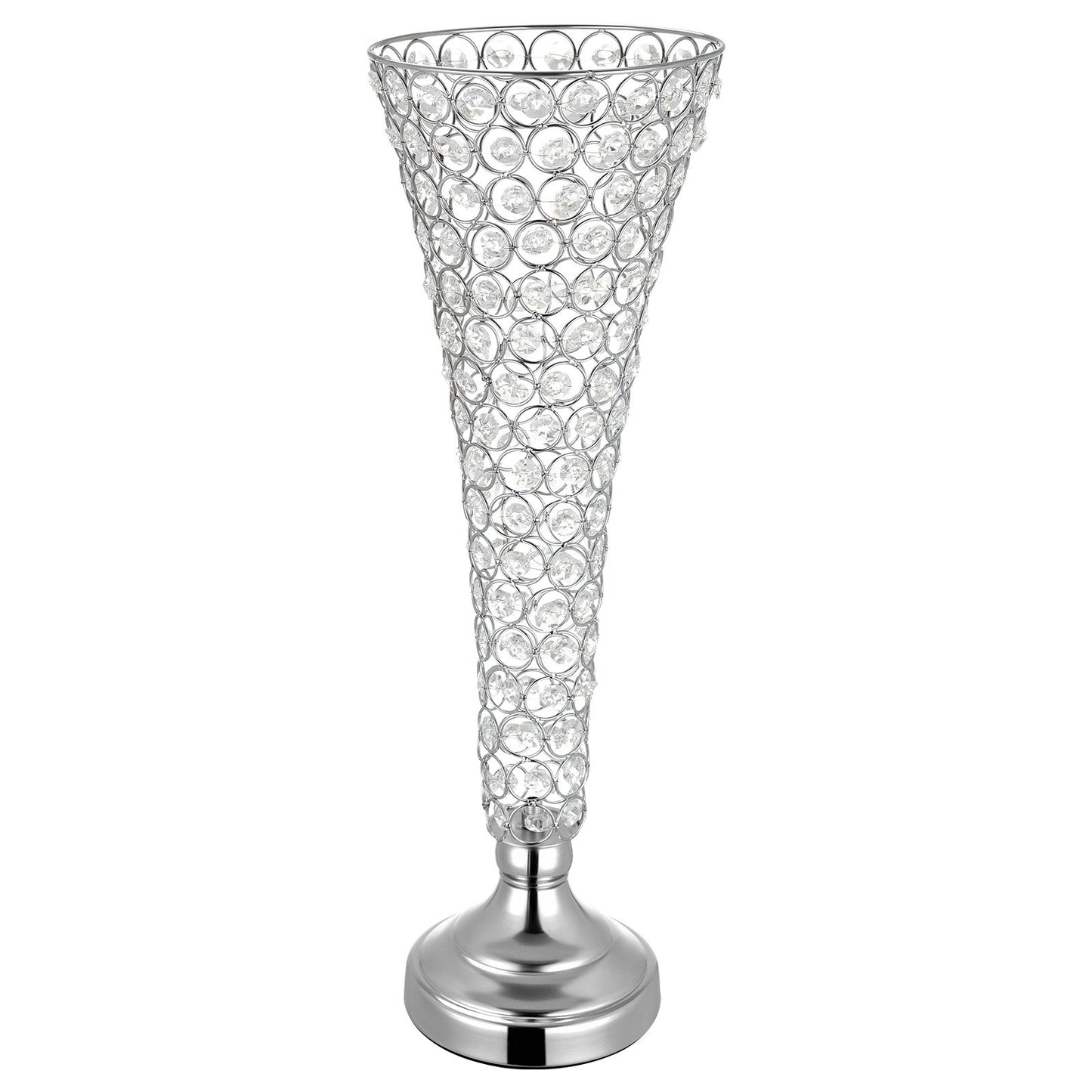 4 PCS Crystal Wedding Flower Vase, 51 cm Tall Flower Table Centerpieces, Crystal Cylinder Banquet Vases Easy Installation, Versatile Arrangement Stand for Party Events Room Home Decor, Silver