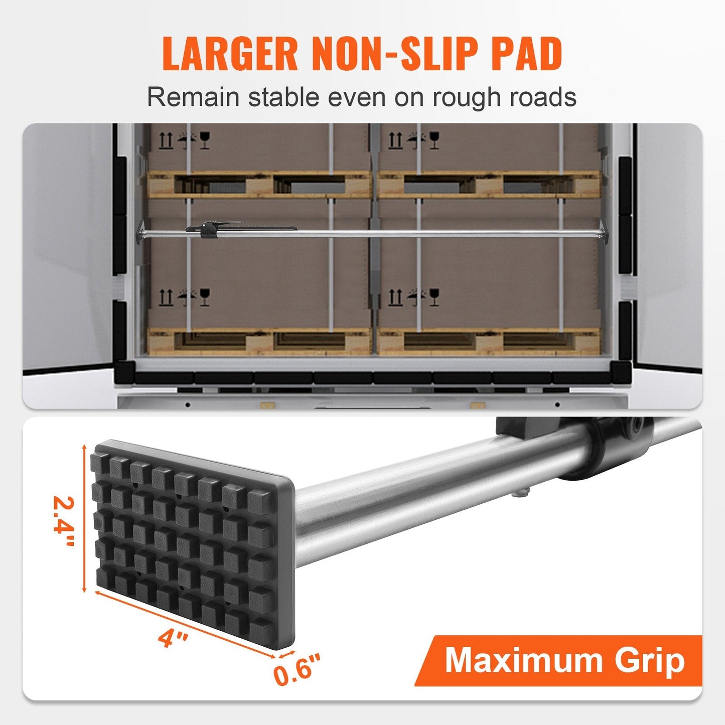 Adjustable Heavy-Duty Steel Cargo Stabilizer Bar, 89-104" (226-264 cm), 140 kg Capacity