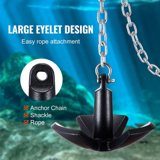 Heavy-Duty 13.6 kg River Boat Anchor, Cast Iron with Vinyl Coating