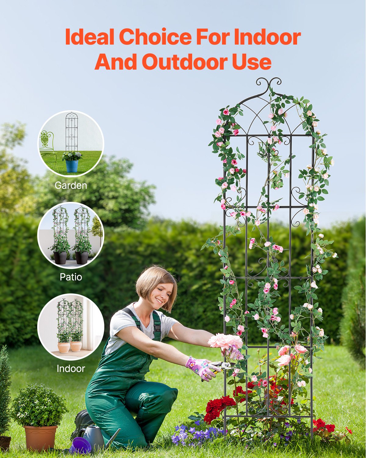 VEVOR 4 Packs Metal Garden Trellis for Climbing Plant Support 87x20 in Rustproof