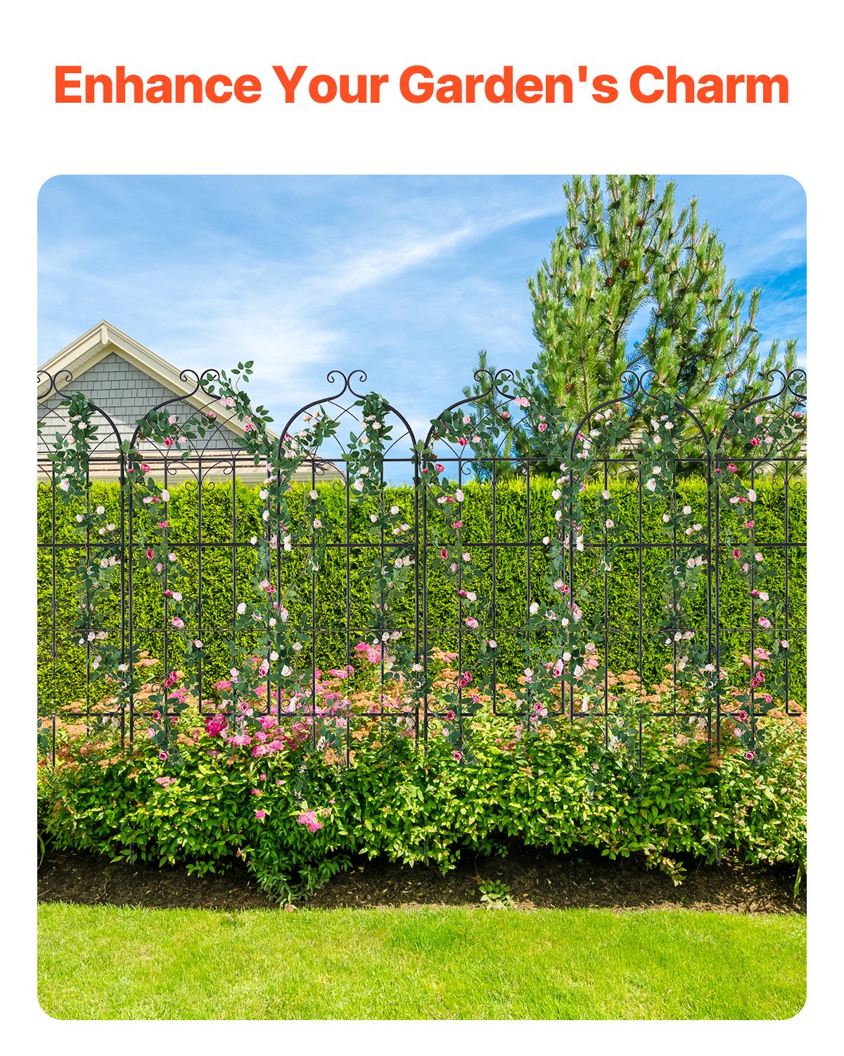 4-Pack Rustproof Metal Trellis for Climbing Plants, 1.8 x 0.5 m, Easy Setup