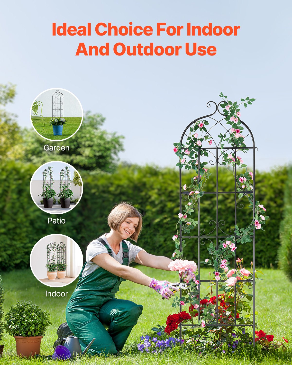 4-Pack Rustproof Metal Trellis for Climbing Plants, 1.8 x 0.5 m, Easy Setup