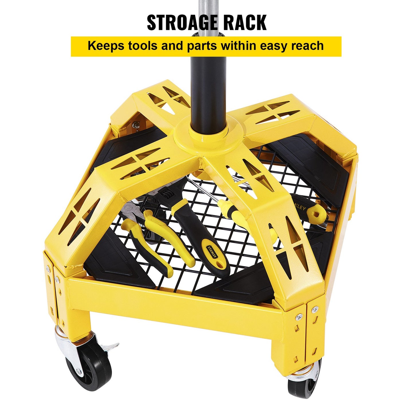 VEVOR Rolling Garage Stool, 300LBS Capacity, Adjustable Height from 24 in to 28.7