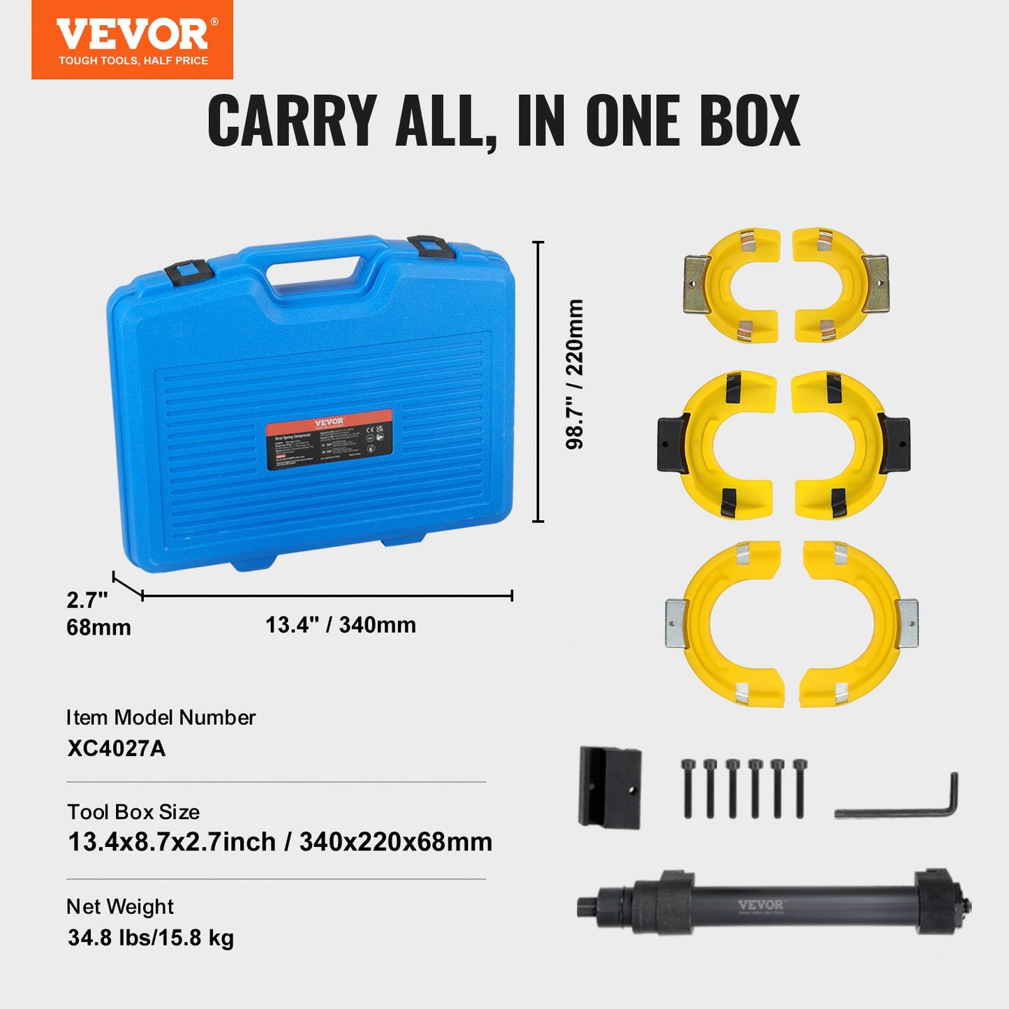 VEVOR Strut Spring Compressor Set, Macpherson Strut Spring Compressor Kit, Interchangeable