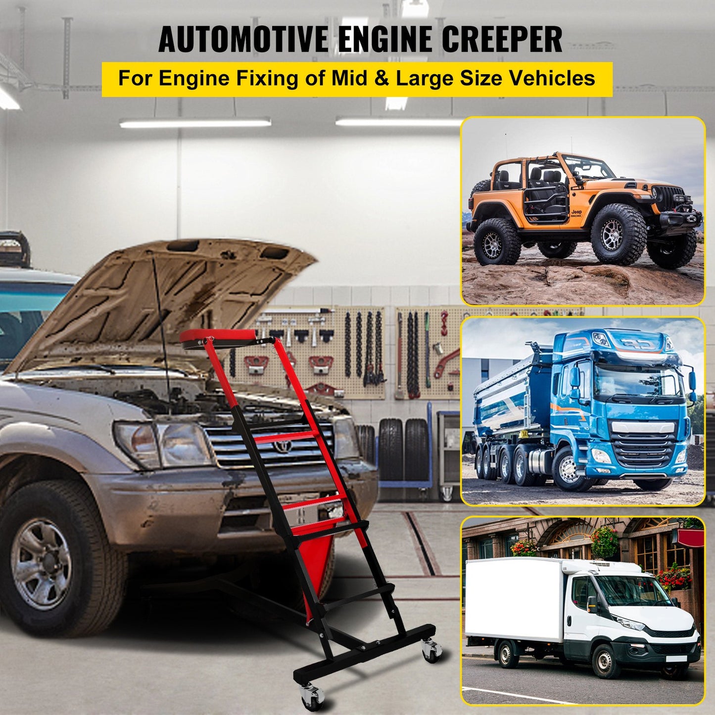 VEVOR Foldable Engine Creeper Easy Engine Access Creeper for Garage or Workshop