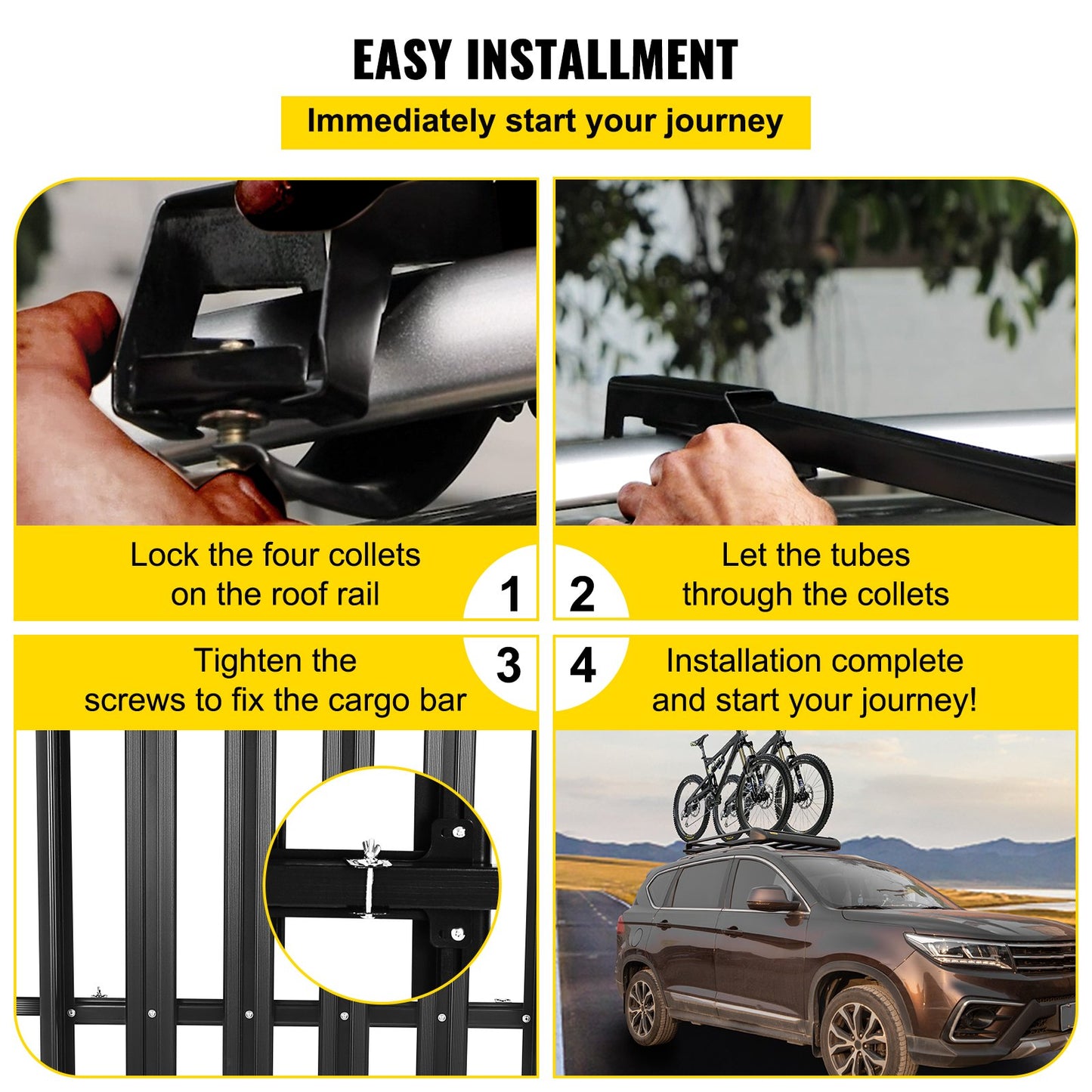 VEVOR Roof Basket Universal Aluminum Roof Rack Basket 50x35.4 Inch Roof Mounted