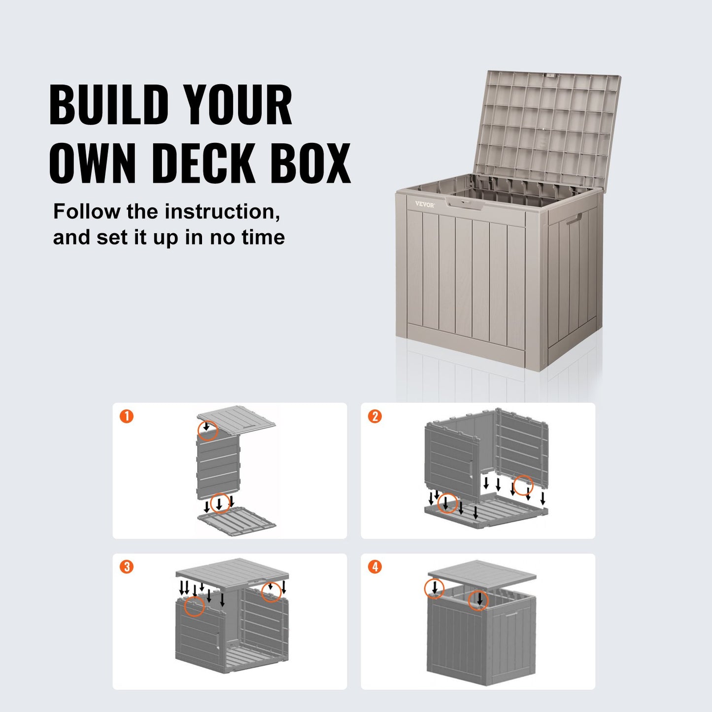 VEVOR Deck Box, 31 Gallon Outdoor Storage Box, 22.1" x 17.1" x 20.9" , Waterproof