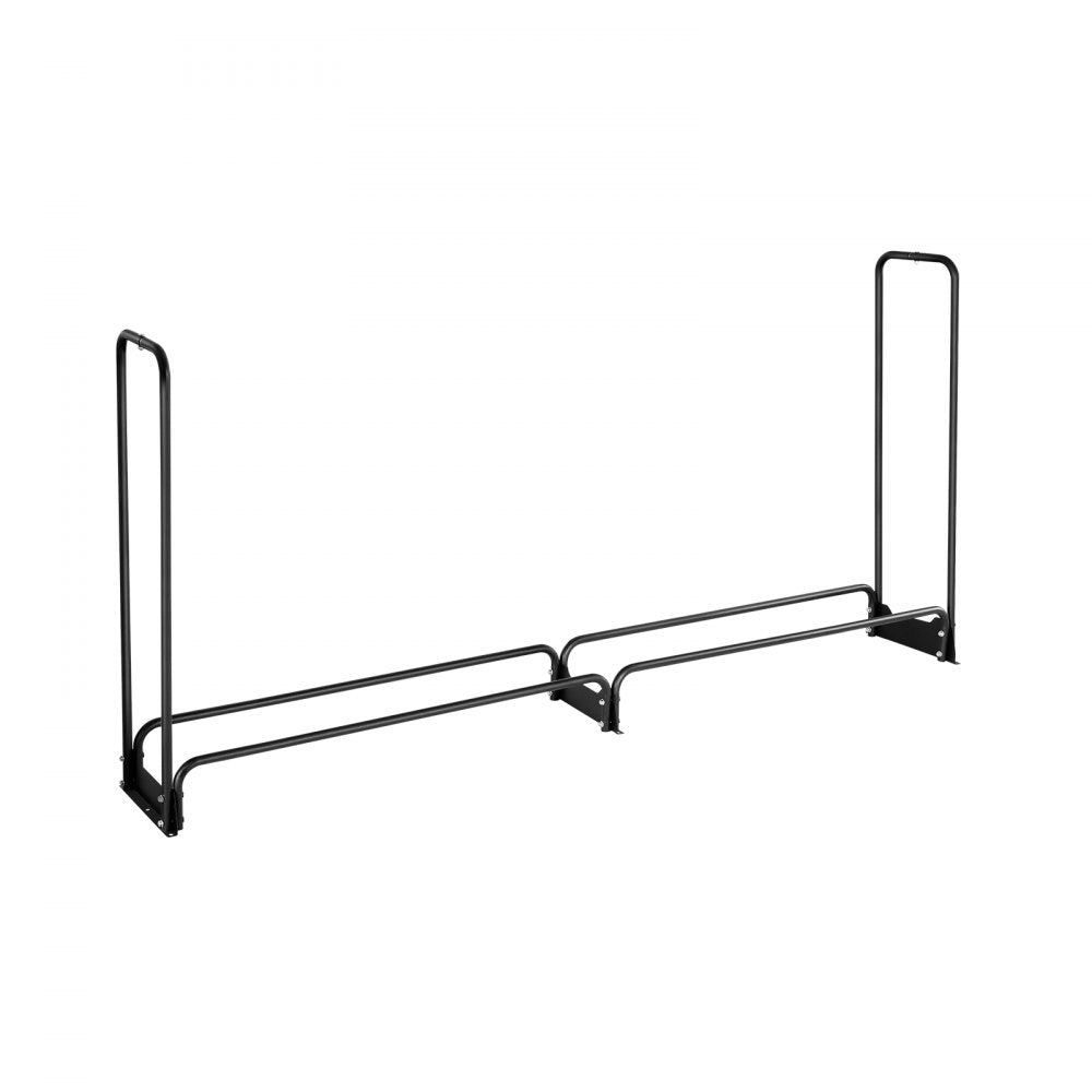 Firewood Rack with Waterproof Cover, 2.57m Outdoor Firewood Holder, 1/2 Cord Storage Metal Log Holder, 299kg Max Weight Capacity, Top Covered, Powder-Coated Wood Storage Rack for Fireplace Deck