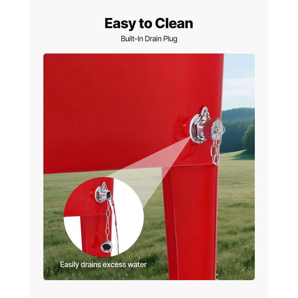 75.71L Rolling Ice Chest on Wheels Patio Party Bar Drink Cooler Cart Red