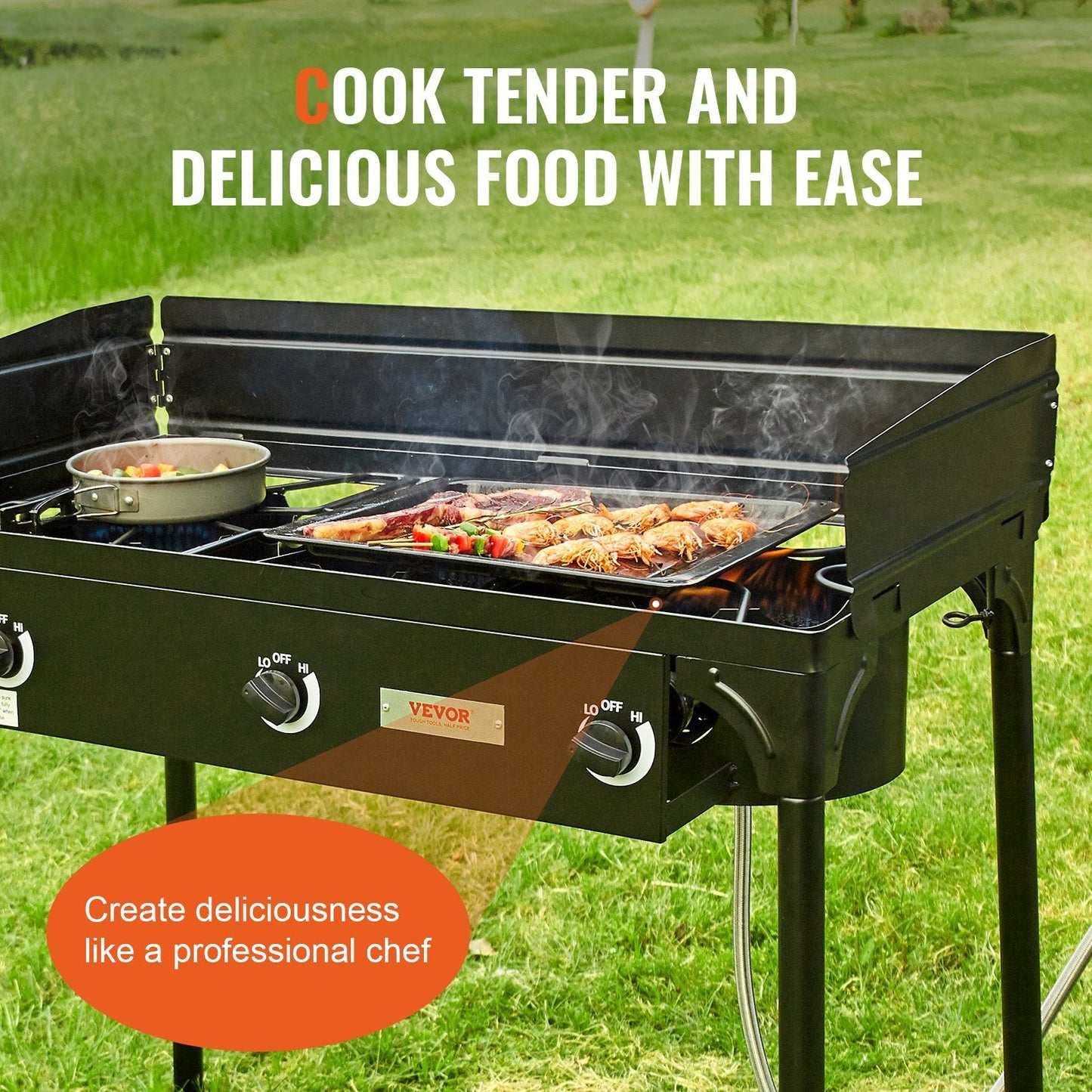 Triple Burner Outdoor Camping Stove, 90,000-BTU, Heavy Duty Gas Cooker