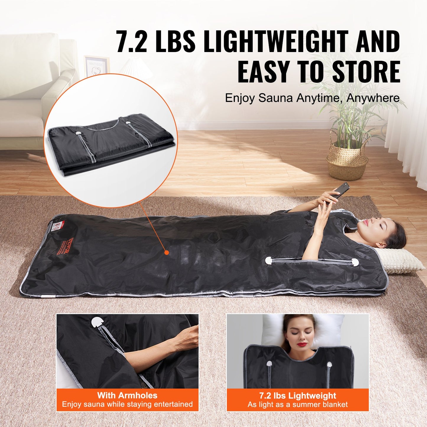 VEVOR Sauna Blanket for Detoxification, Portable Far Infrared Sauna for Home, Oxford