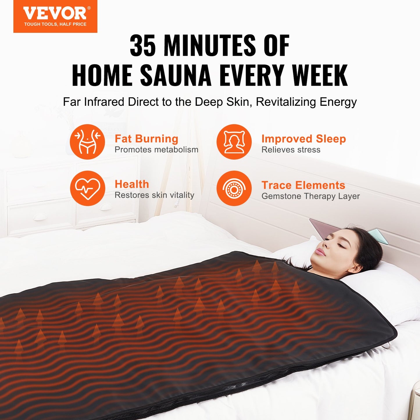 VEVOR Sauna Blanket for Detoxification, Portable Far Infrared Sauna for Home, PU