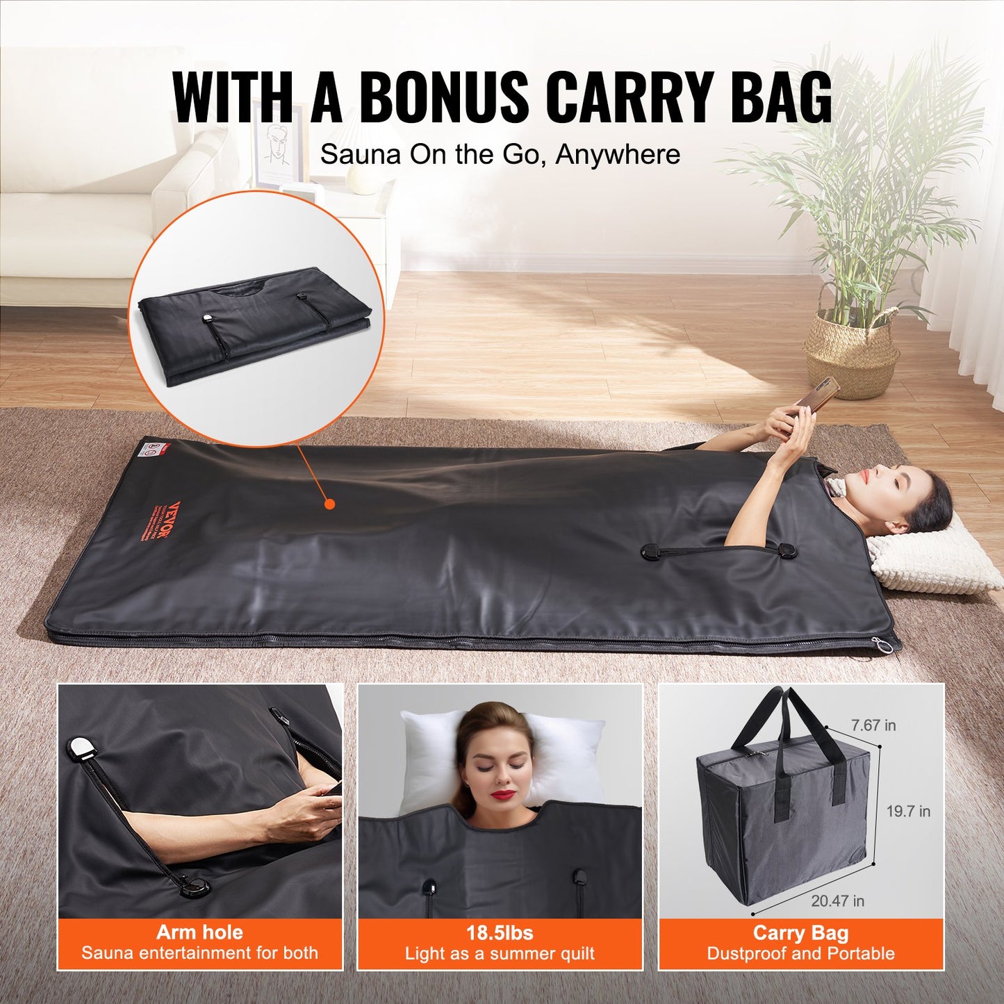 VEVOR Sauna Blanket for Detoxification, Portable Far Infrared Sauna for Home with