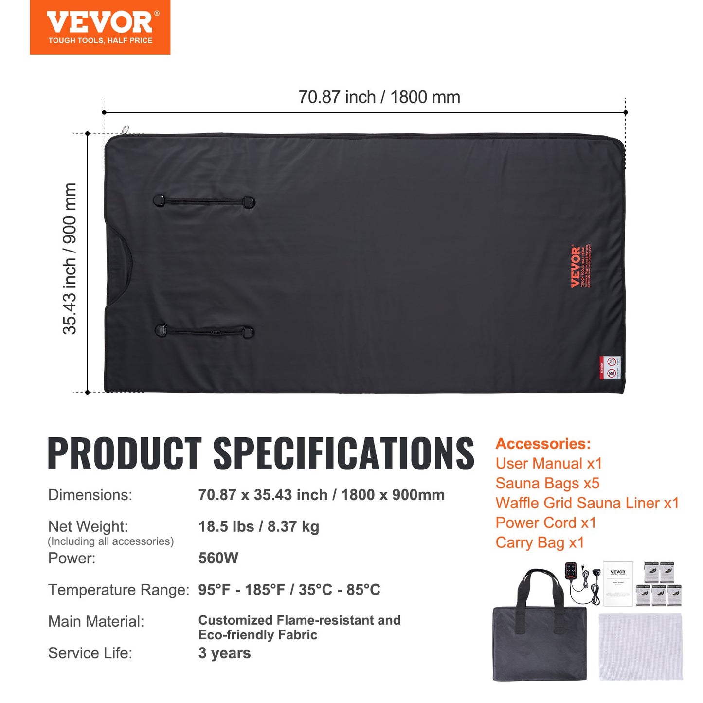 VEVOR Sauna Blanket for Detoxification, Portable Far Infrared Sauna for Home with