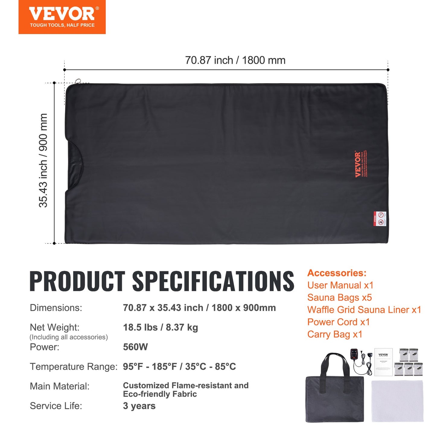 VEVOR Sauna Blanket for Detoxification, Portable Far Infrared Sauna for Home Relaxation,