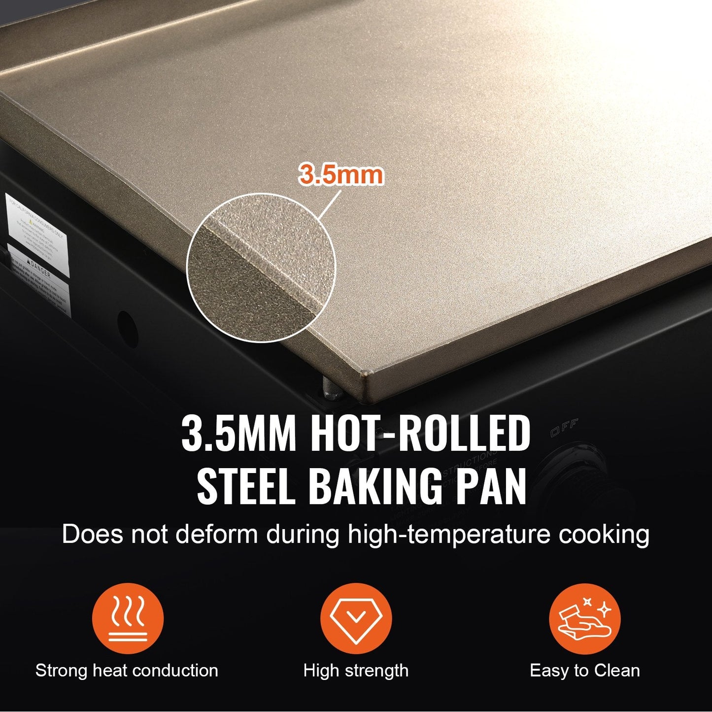Commercial Gas Griddle with Foldable Trolley, 1.9m Hot Plate for Restaurants