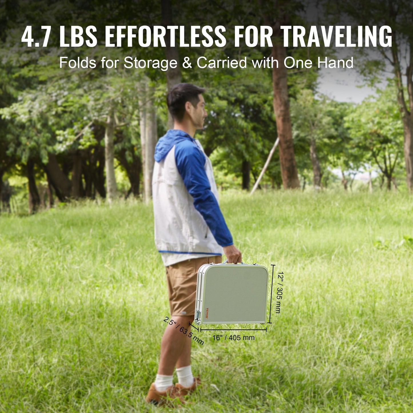VEVOR Folding Camping Table, Adjustable Height Outdoor Portable Side Tables, Lightweight