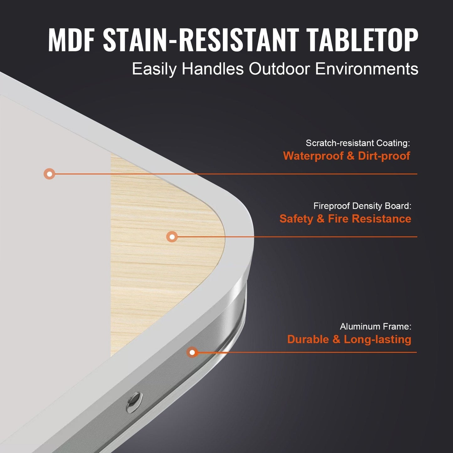 Lightweight Folding Camping Table with Adjustable Height, 0.6x0.4 M, Silver