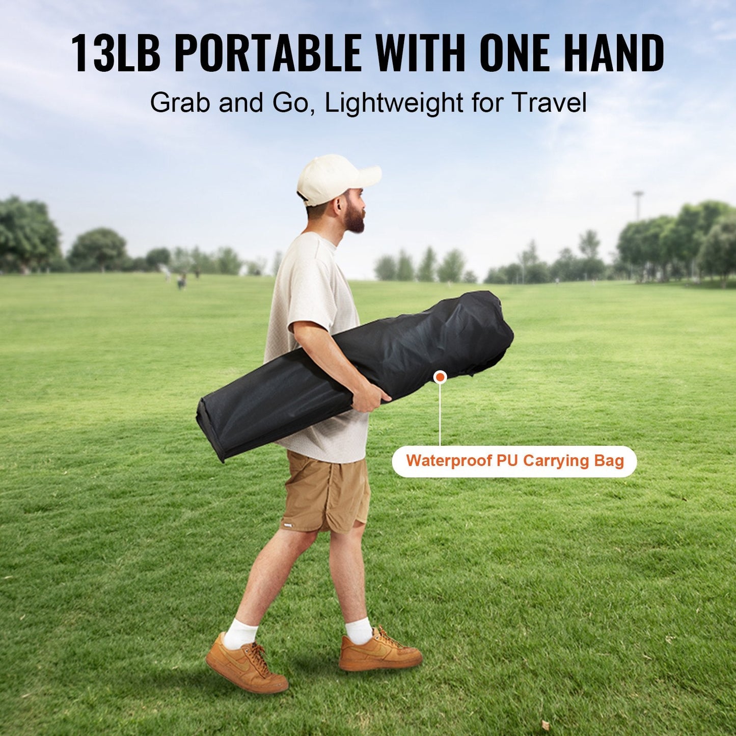 Heavy Duty Folding Chair for Adults, Portable with Lumbar Support & Storage