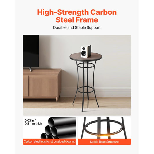 Outdoor Round Bar Table, 60 cm Counter Bar Height Bistro Table, Patio Dining Tables with Easy-to-Clean Top & Sturdy Meta