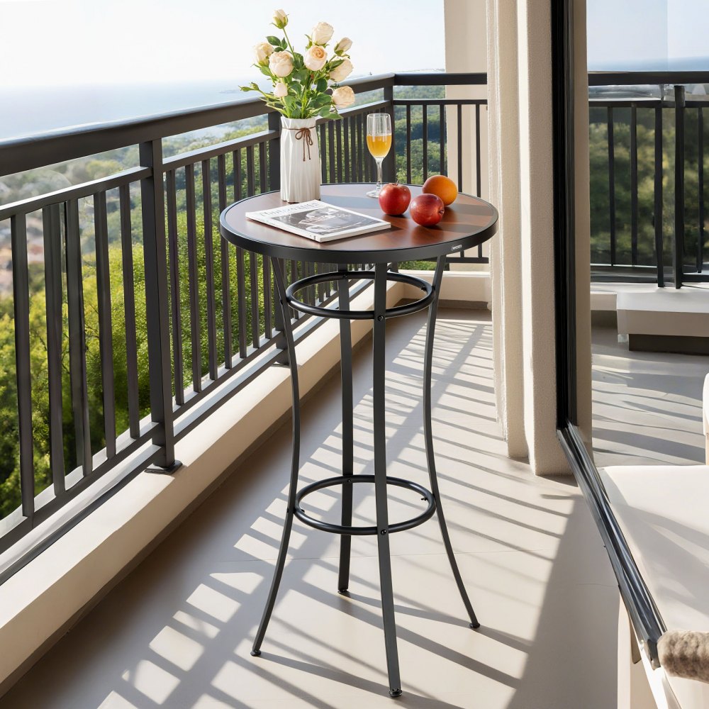 Outdoor Round Bar Table, 60 cm Counter Bar Height Bistro Table, Patio Dining Tables with Easy-to-Clean Top & Sturdy Metal Frame, Indoor High Top Pub Tables for Small Places, Kitchen