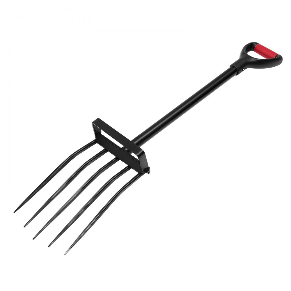 VEVOR 5 Tines Garden Fork Metal Handle 41 in Spading Pitchfork Y Grip Heavy Duty