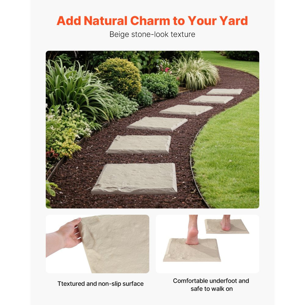 VEVOR Decorative Stepping Stones 4Pcs 39.5x39.5 cm Lawn Walkway Pavers Beige