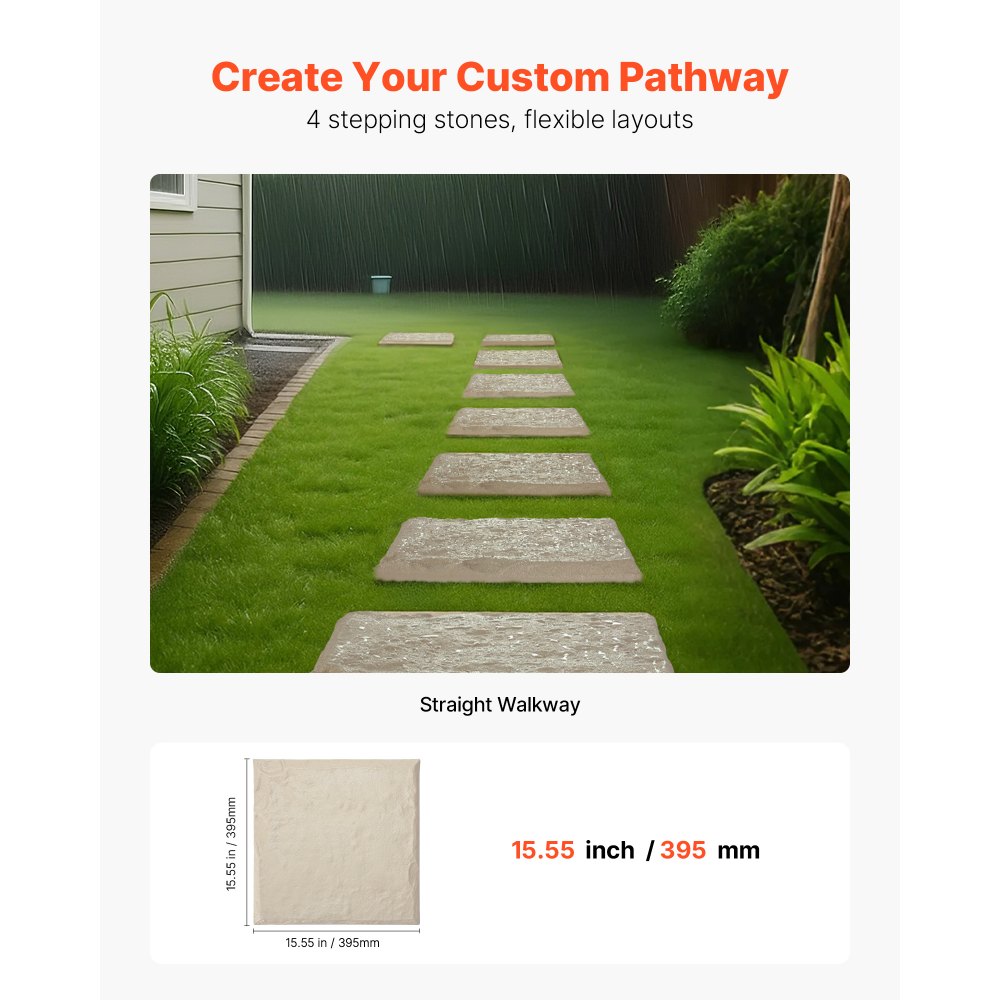 VEVOR Decorative Stepping Stones 4Pcs 39.5x39.5 cm Lawn Walkway Pavers Beige