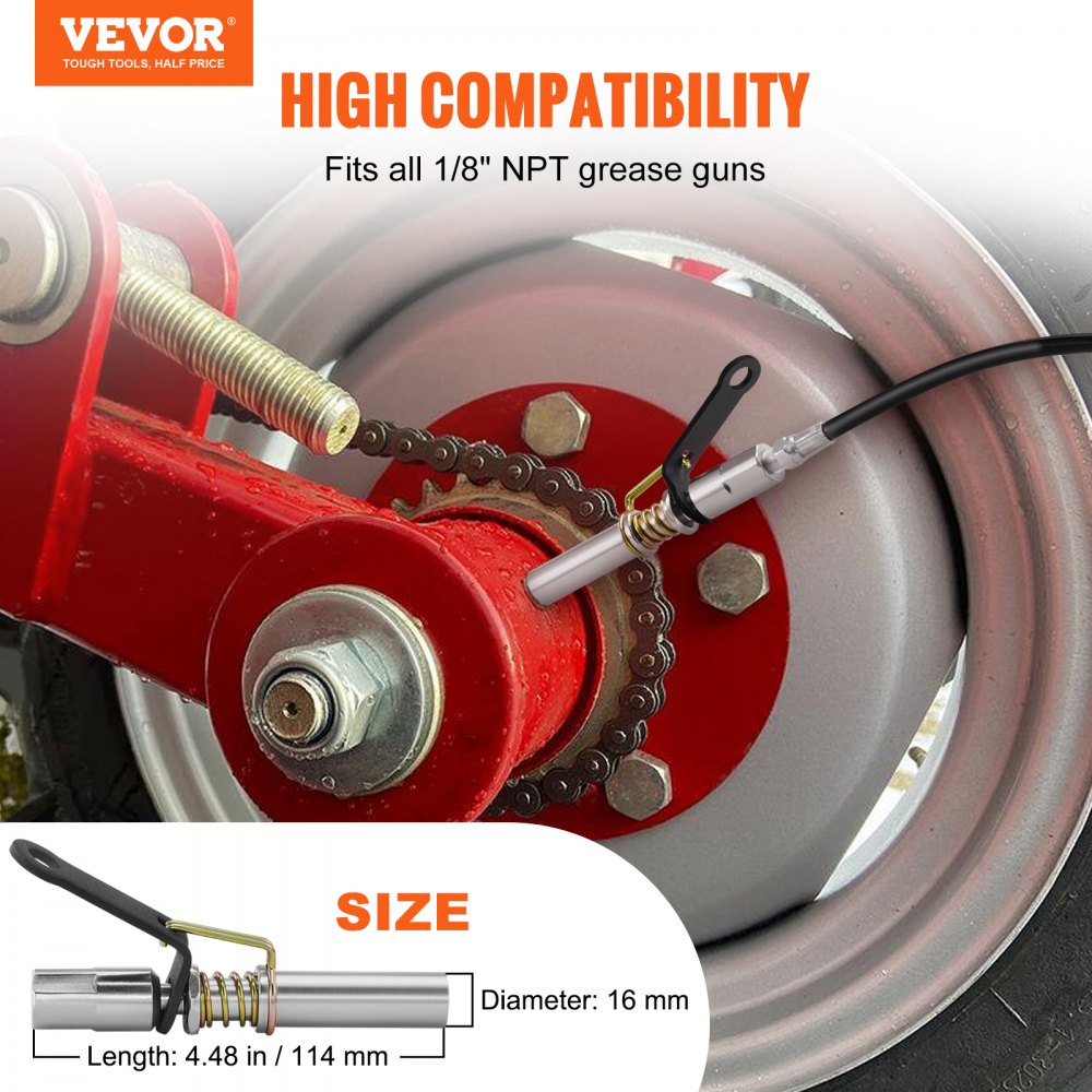 VEVOR Grease Gun Coupler 2 Pack High Pressure Quick Release Oil Nozzle 10000 PSI