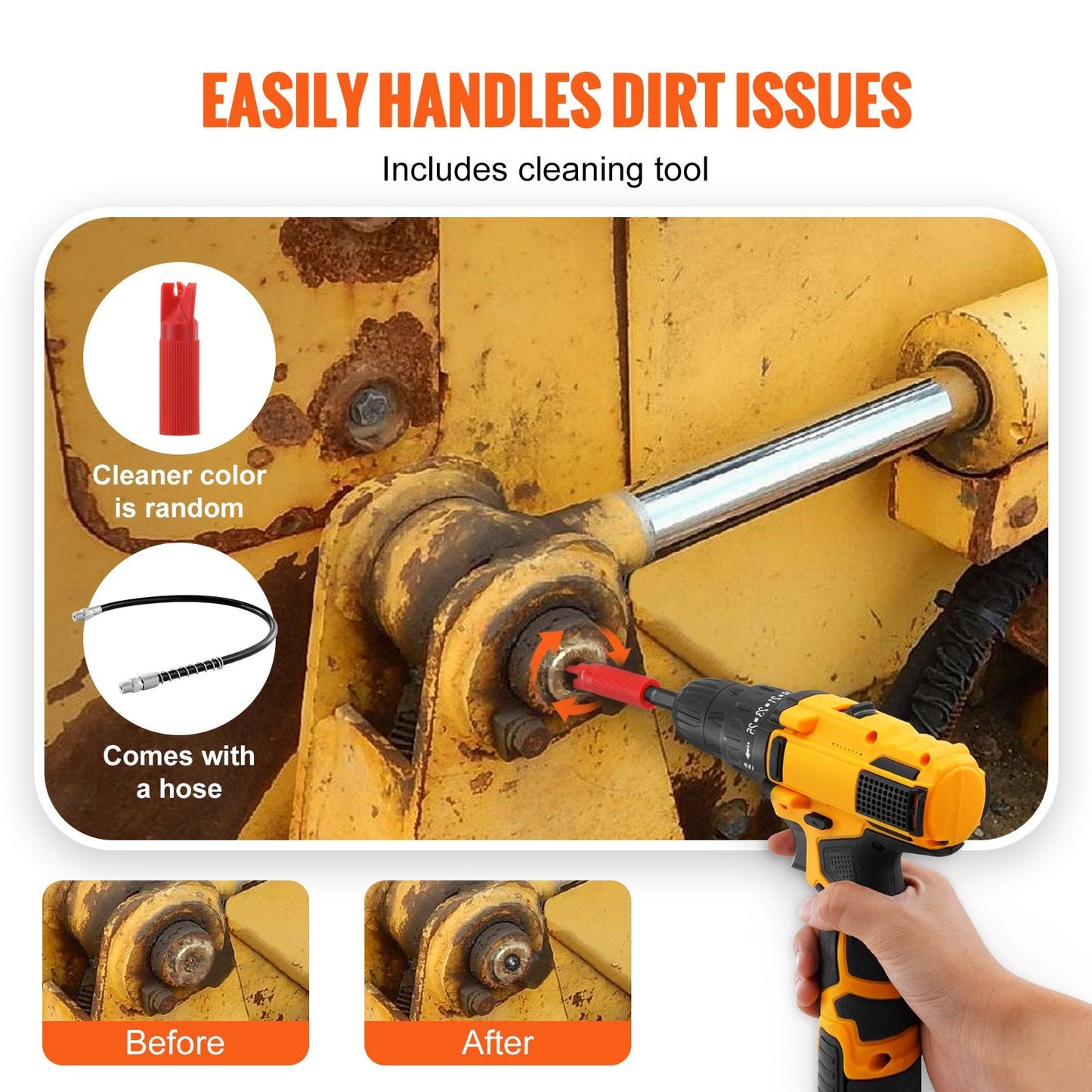High Pressure Grease Gun Coupler with Quick Release Lock, 10,000 PSI, 0.21 kg