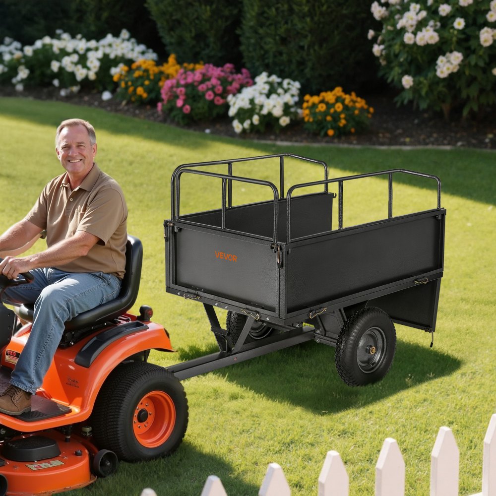 VEVOR Steel Dump Cart 17 Cu. Ft 272 kg for ATV/UTV Trailer Tow Behind Heavy Duty