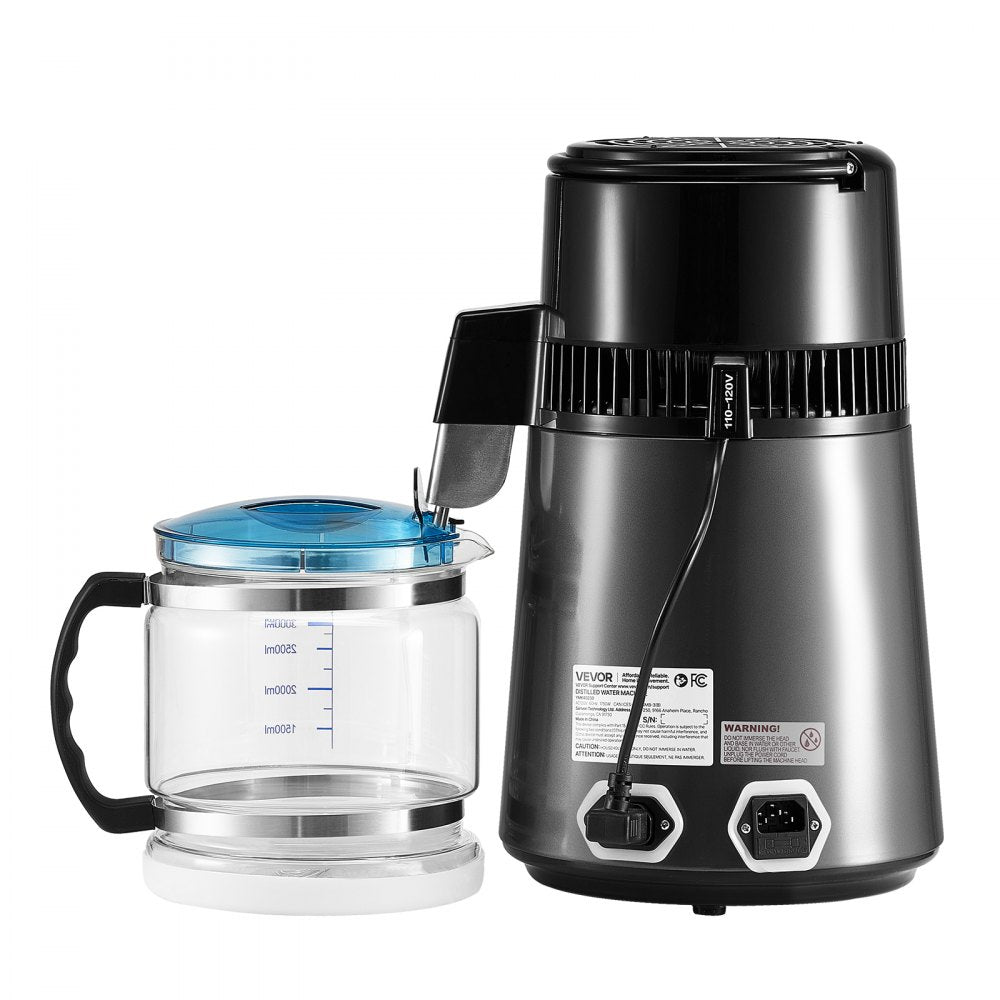 4L Water Distiller Home Countertop Purifier Machine 1750W Stainless Steel