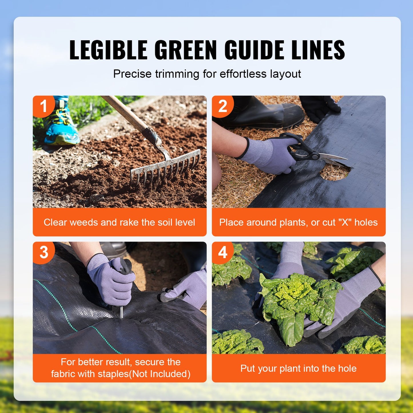 VEVOR 3FTx50FT Premium Heavy Duty Weed Barrier Landscape Fabric, 3.2OZ Woven Geotextile
