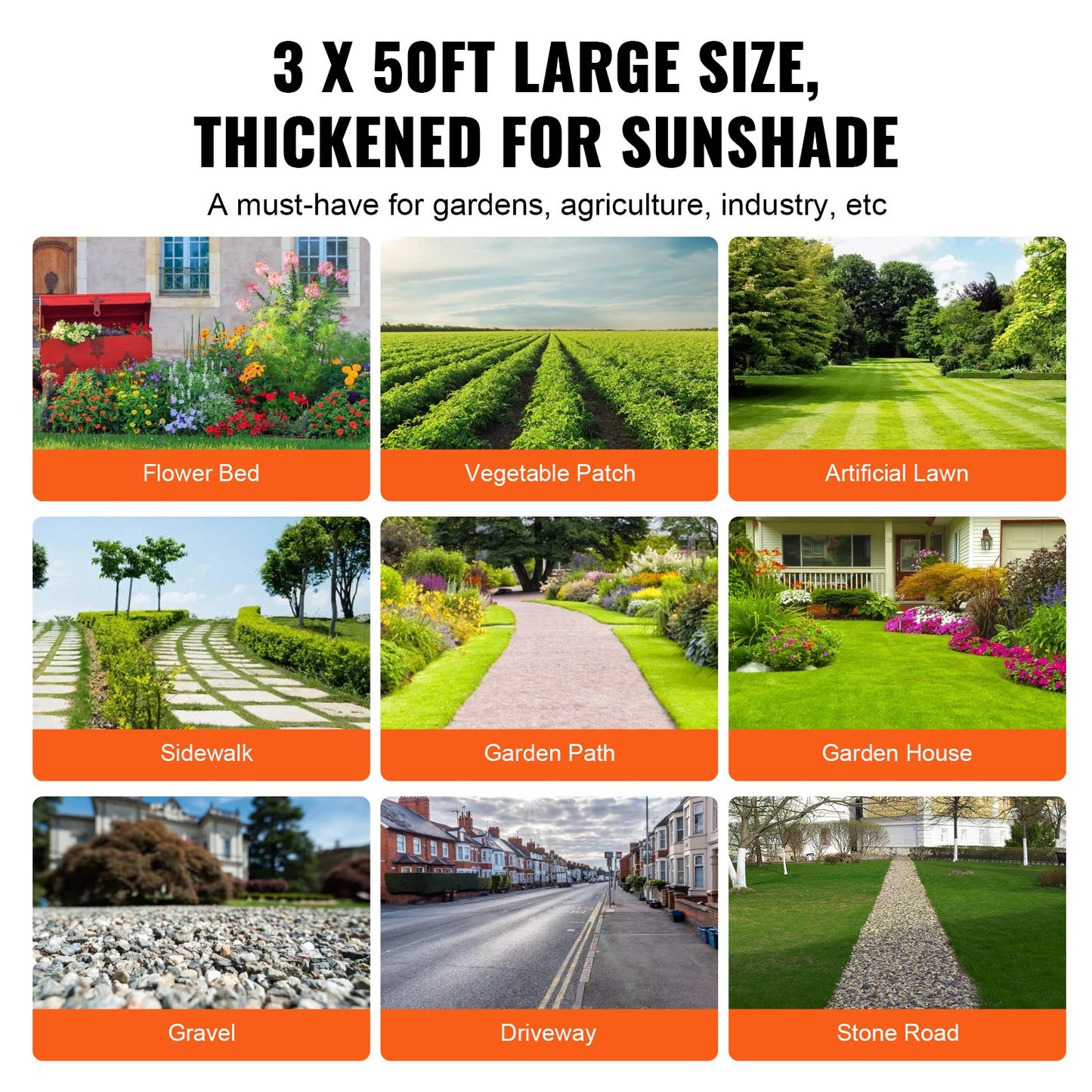 VEVOR 3FTx50FT Premium Heavy Duty Weed Barrier Landscape Fabric, 3.2OZ Woven Geotextile