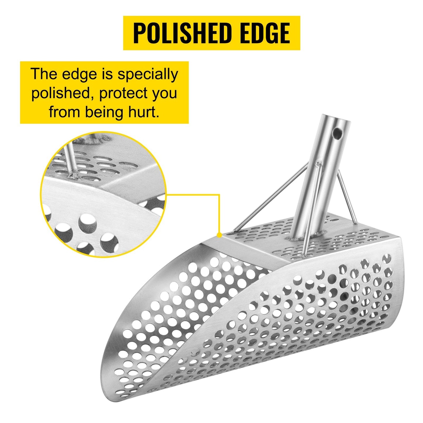 Metal Detector Sand Scoop with 115 cm Carbon Fiber Handle & 10 mm Holes