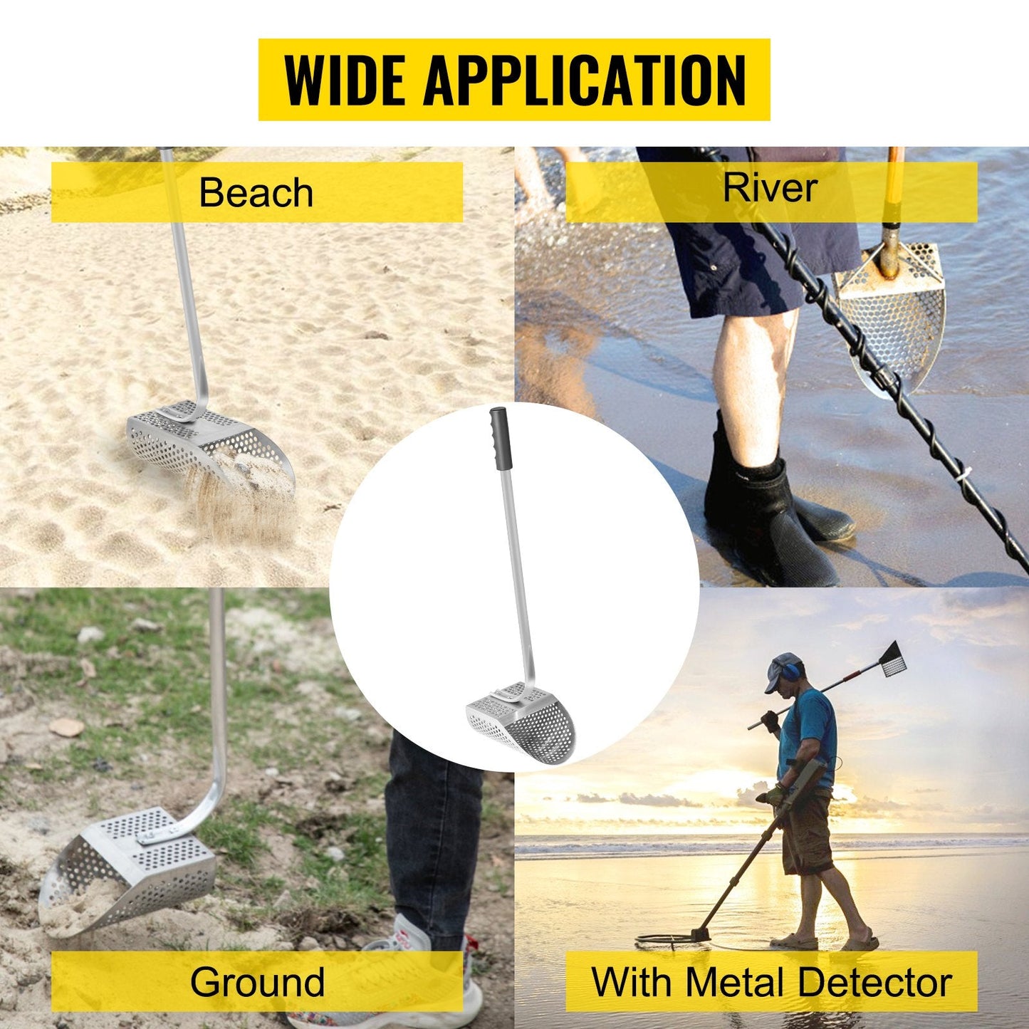 Stainless Steel Metal Detector Sand Scoop with 0.62 m Handle for Treasure Hunting