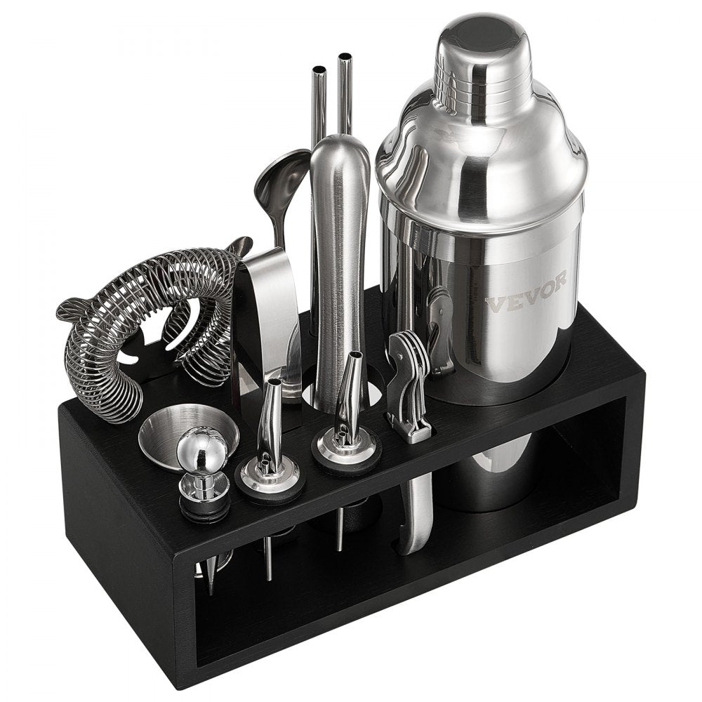 VEVOR Cocktail Shaker Set 13 Pcs Bar Tools Stainless Steel Bartender Kit Silver