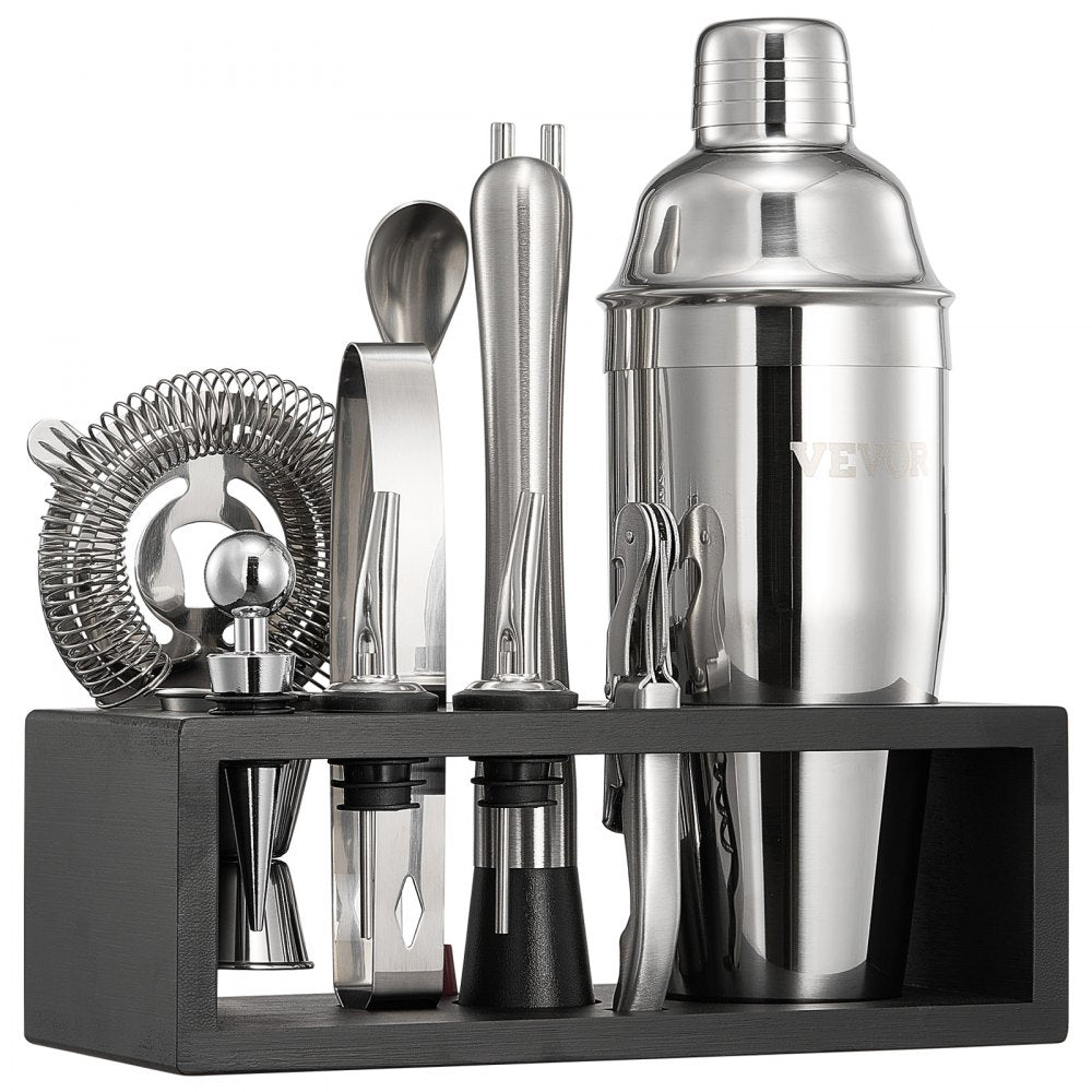 VEVOR Cocktail Shaker Set 13 Pcs Bar Tools Stainless Steel Bartender Kit Silver