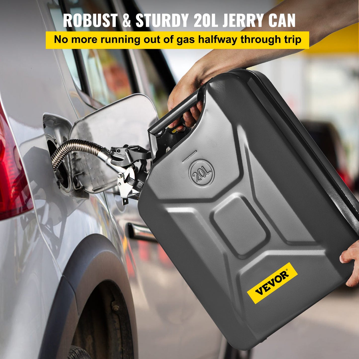 VEVOR Jerry Fuel Can, 5.3 Gallon / 20 L Portable Jerry Gas Can with Flexible Spout