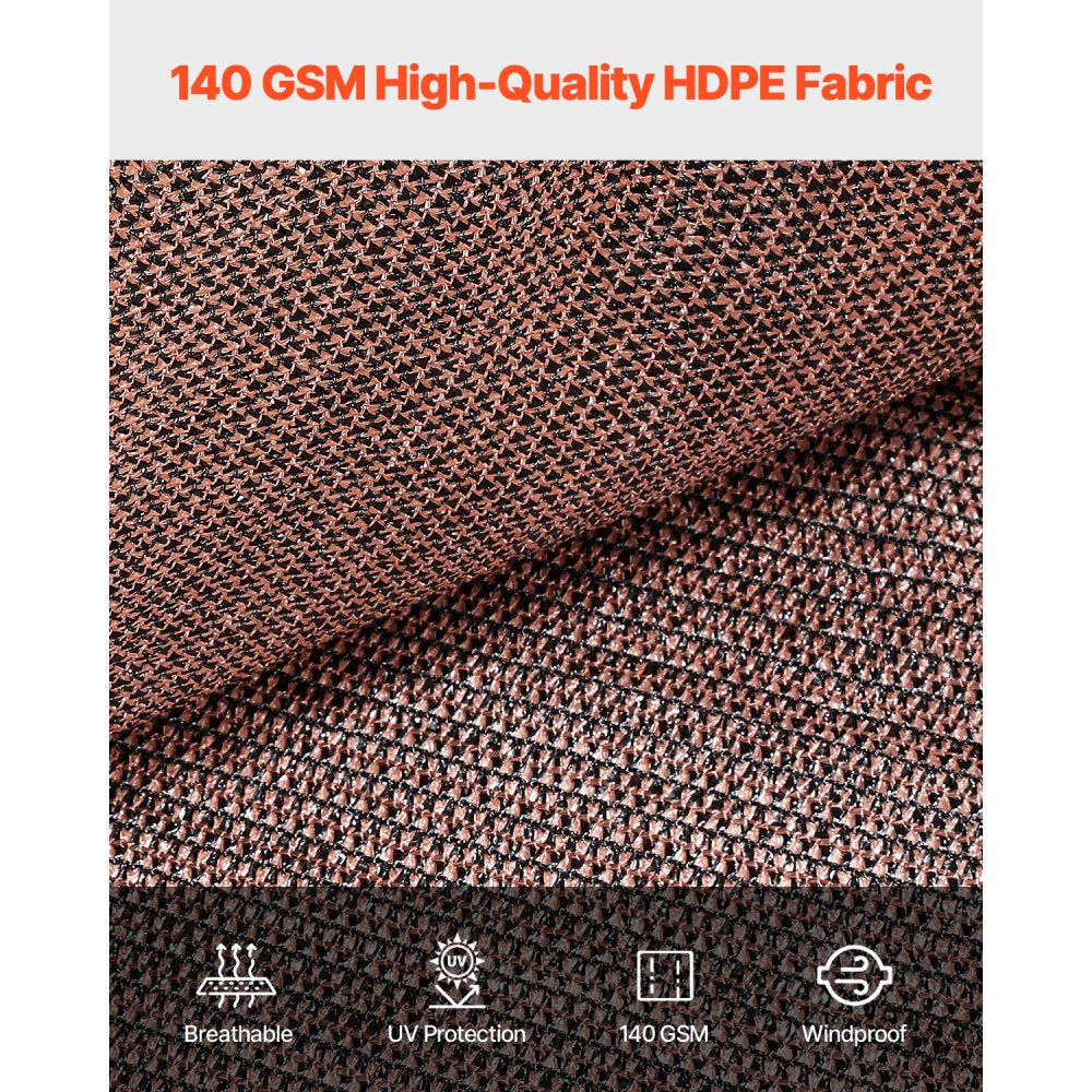 VEVOR 90% Sun Shade Cloth Privacy Screen 244 x 366 cm for Patio Garden (Brown)